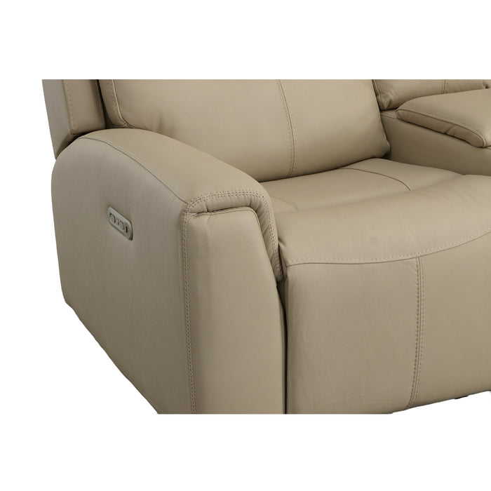 Jarvis Parchment Leather Power Reclining Loveseat with Console & Power Headrests