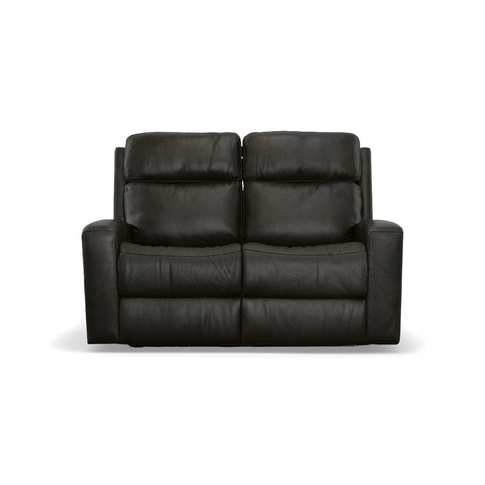 Cody Shadow Leather Power Reclining Loveseat with Power Headrests