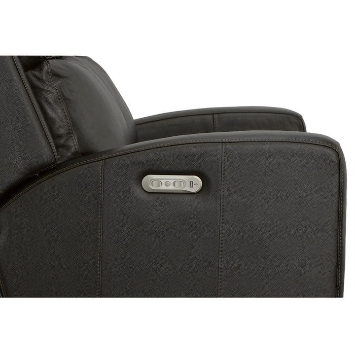 Cody Shadow Leather Power Reclining Loveseat with Power Headrests