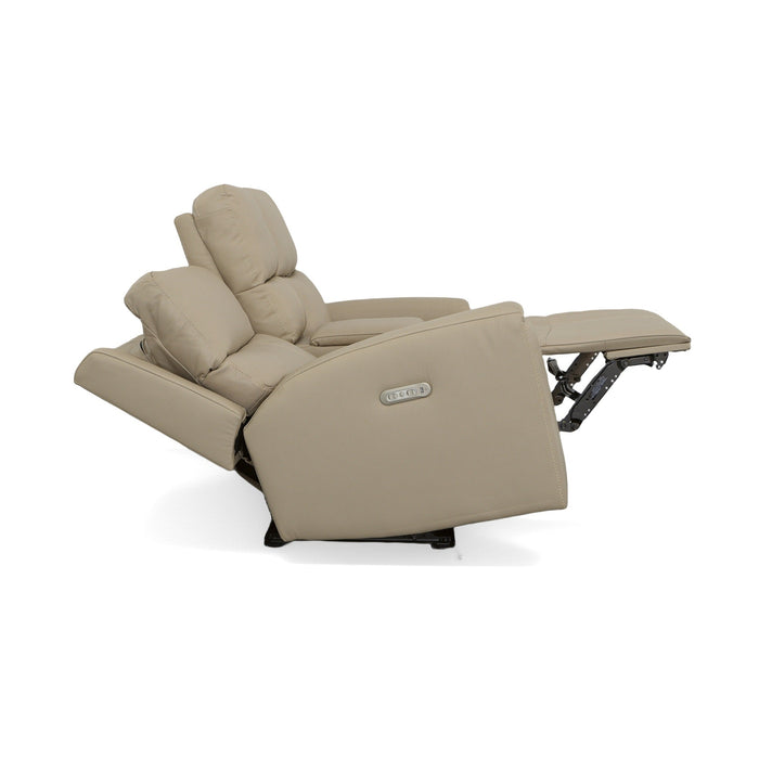 Jarvis Parchment Leather Power Reclining Loveseat with Console & Power Headrests