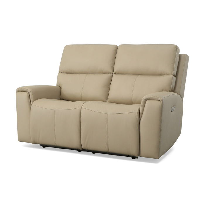 Jarvis Parchment Leather Power Reclining Loveseat with Power Headrests