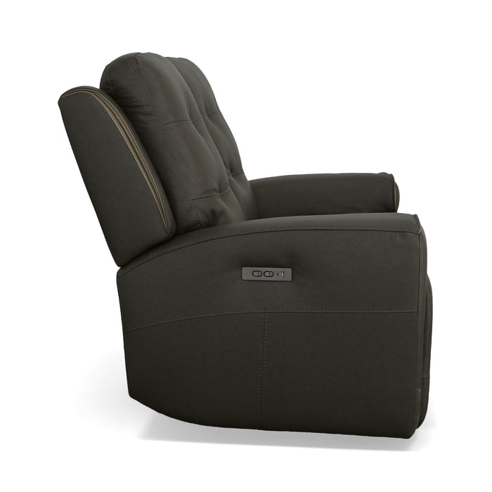 Iris Charcoal Leather Power Reclining Loveseat with Power Headrests