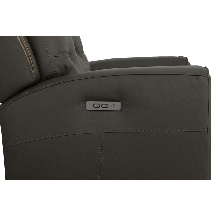 Iris Charcoal Leather Power Reclining Loveseat with Power Headrests