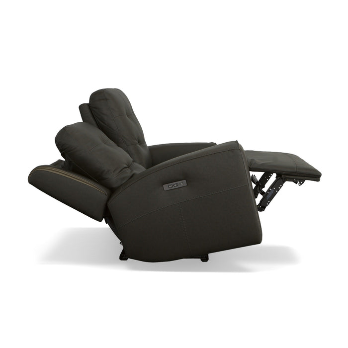 Iris Charcoal Leather Power Reclining Loveseat with Power Headrests