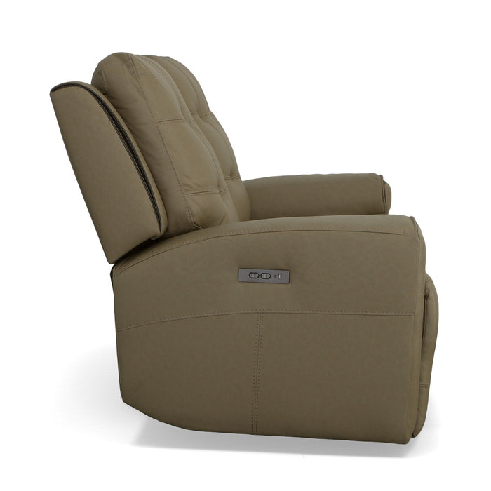 Iris Khaki Leather Power Reclining Loveseat with Power Headrests