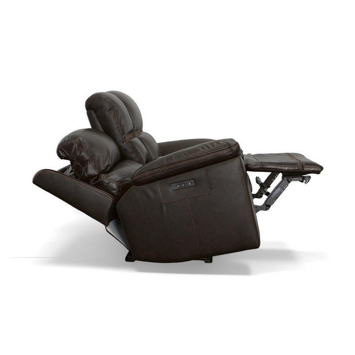 Jackson Dark Brown Leather Power Reclining Loveseat with Console & Power Headrests