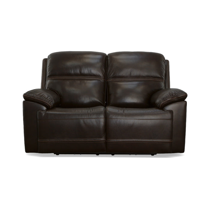 Jackson Dark Brown Leather Power Reclining Loveseat with Power Headrests