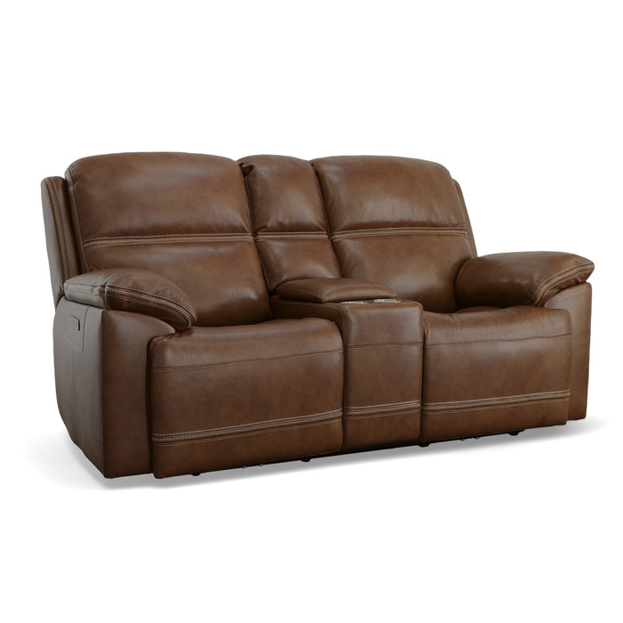 Jackson Whiskey Leather Power Reclining Loveseat with Console & Power Headrests