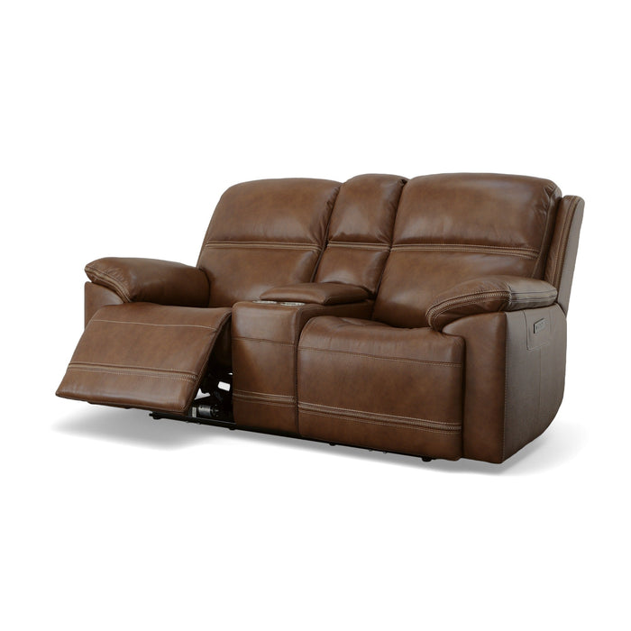 Jackson Whiskey Leather Power Reclining Loveseat with Console & Power Headrests