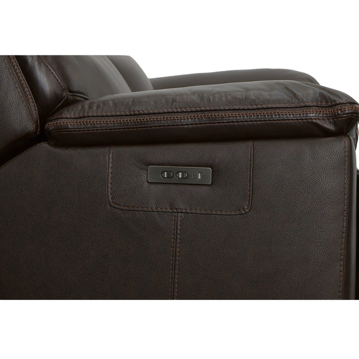 Jackson Dark Brown Leather Power Reclining Loveseat with Power Headrests