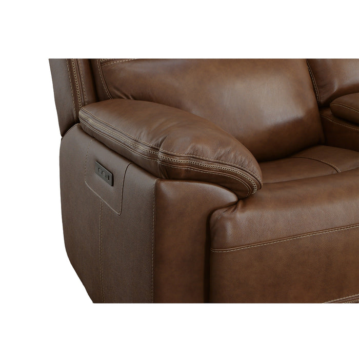 Jackson Whiskey Leather Power Reclining Loveseat with Console & Power Headrests