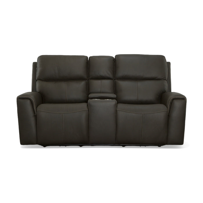 Jarvis Mica Leather Power Reclining Loveseat with Console & Power Headrests