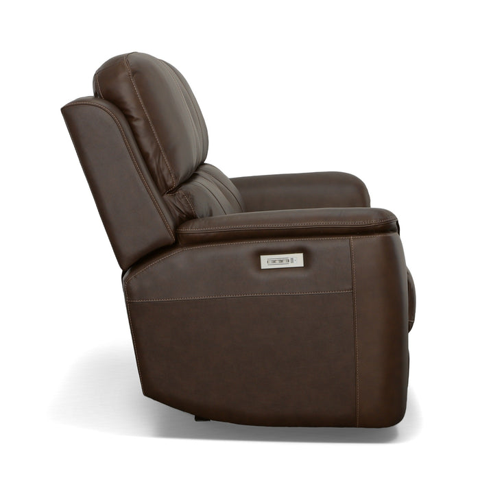 Henry Burnt Umber Leather Power Reclining Loveseat with Power Headrests & Lumbar