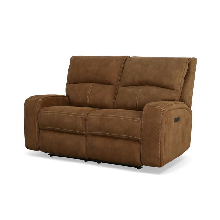 Nirvana Cocoa Fabric Power Reclining Loveseat with Power Headrests