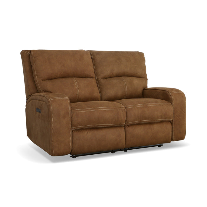 Nirvana Cocoa Fabric Power Reclining Loveseat with Power Headrests