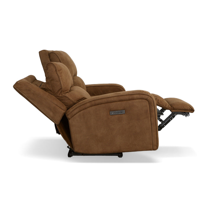 Nirvana Cocoa Fabric Power Reclining Loveseat with Power Headrests