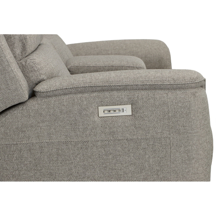 Henry Fog Fabric Power Reclining Loveseat with Console & Power Headrests & Lumbar