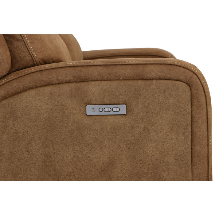 Nirvana Cocoa Fabric Power Reclining Loveseat with Console & Power Headrests