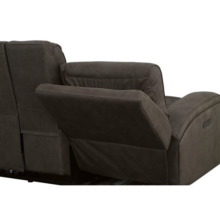 Nirvana Flint Fabric Power Reclining Loveseat with Console & Power Headrests