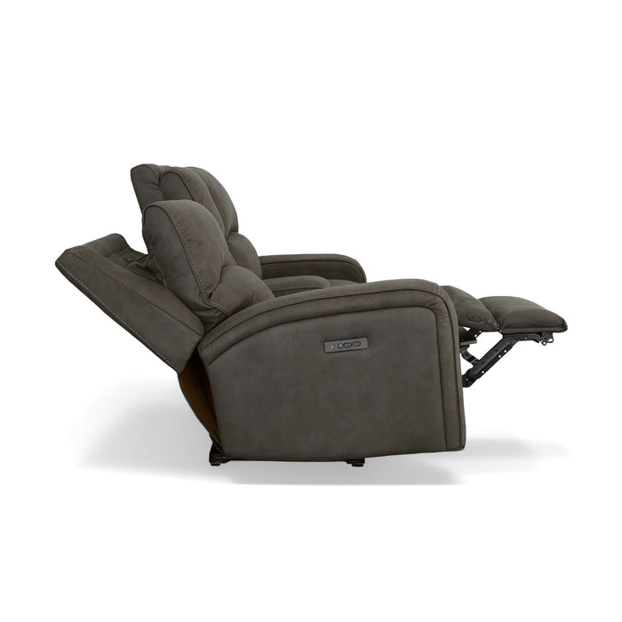 Nirvana Flint Fabric Power Reclining Loveseat with Console & Power Headrests