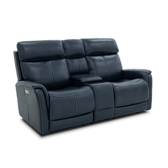 View Leather Power Reclining Loveseat with Console, Power Headrests & Lumbar