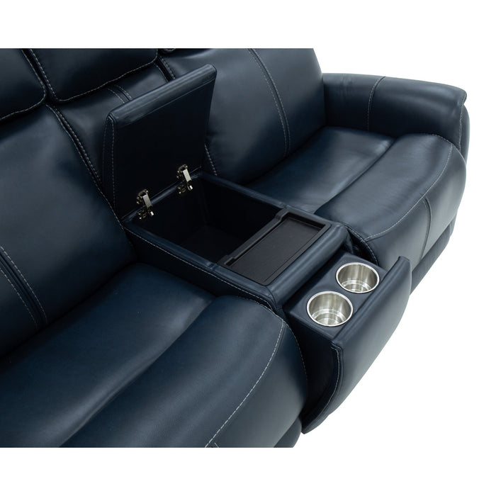 View Leather Power Reclining Loveseat with Console, Power Headrests & Lumbar