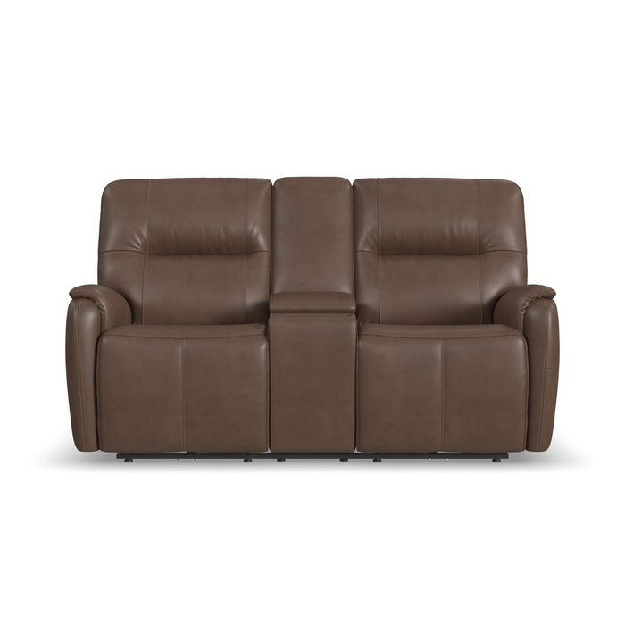 Wilson Café Leather Power Reclining Loveseat with Console and Power Headrests