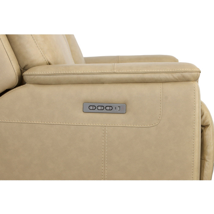 Odell Stone Leather Power Reclining Loveseat with Console, Power Headrests & Lumbar