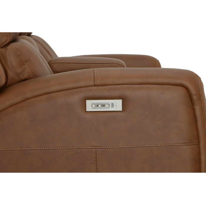 Linden Leather Power Reclining Loveseat with Console & Power Headrests & Lumbar