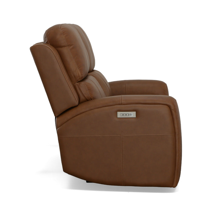 Linden Leather Power Reclining Loveseat with Power Headrests & Lumbar