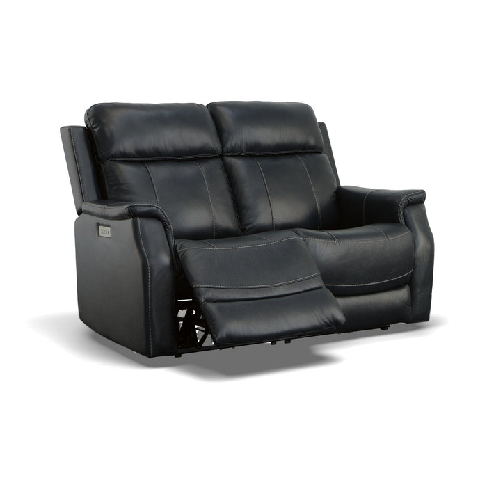 Easton Ocean Leather Power Reclining Loveseat with Power Headrests & Lumbar