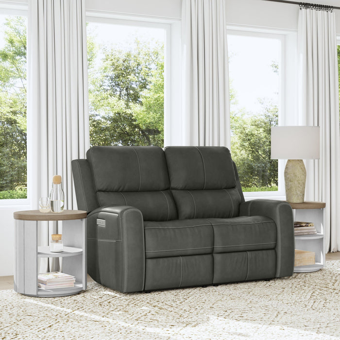 Linden Leather Power Reclining Loveseat with Power Headrests & Lumbar