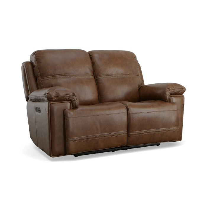 Fenwick Cognac Leather Power Reclining Loveseat with Power Headrests