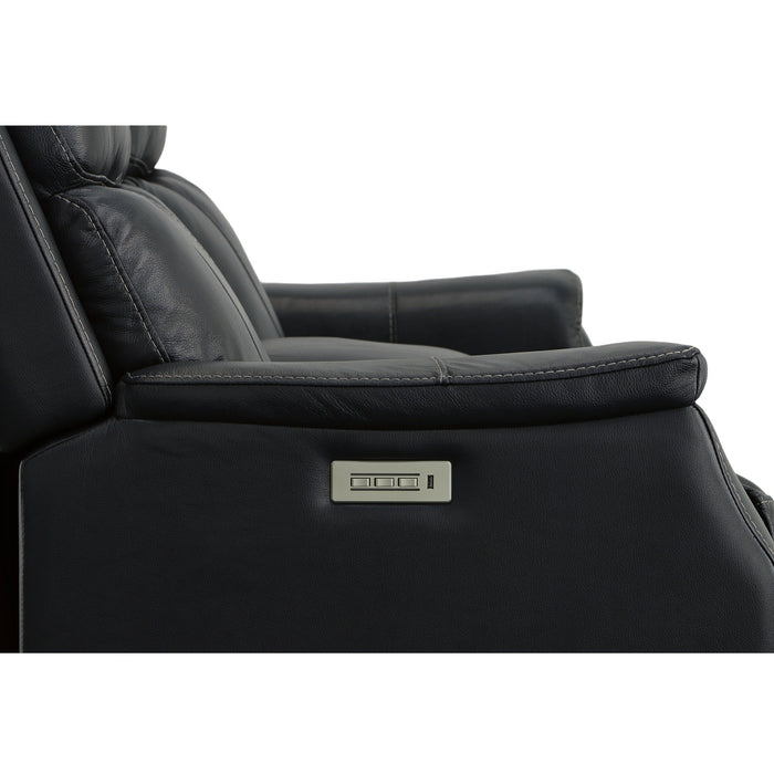 Easton Ocean Leather Power Reclining Loveseat with Console, Power Headrests & Lumbar