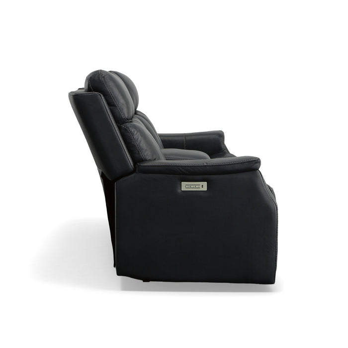 Easton Ocean Leather Power Reclining Loveseat with Console, Power Headrests & Lumbar