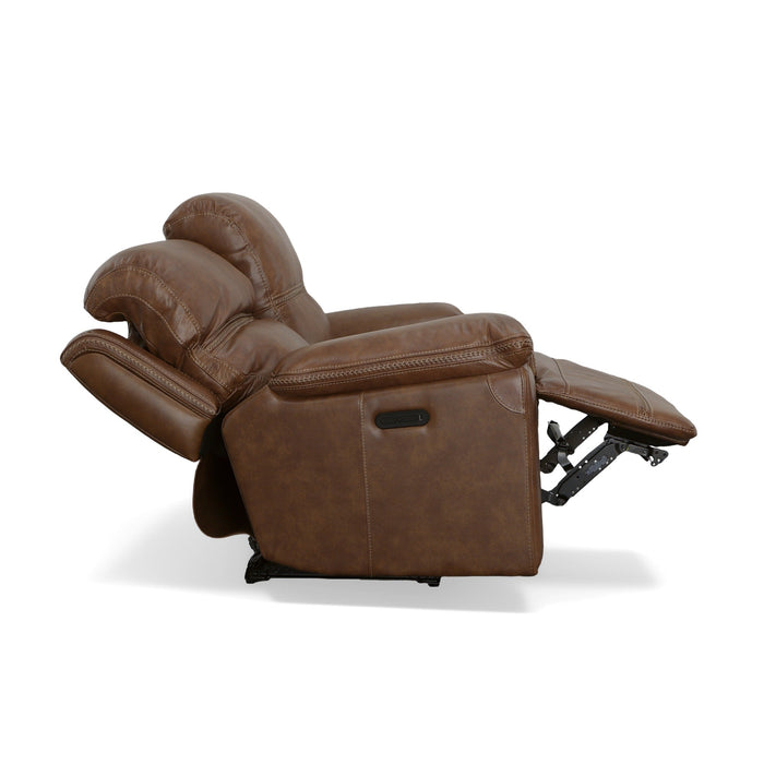 Fenwick Cognac Leather Power Reclining Loveseat with Power Headrests