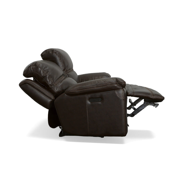 Fenwick Dark Chocolate Leather Power Reclining Loveseat with Power Headrests