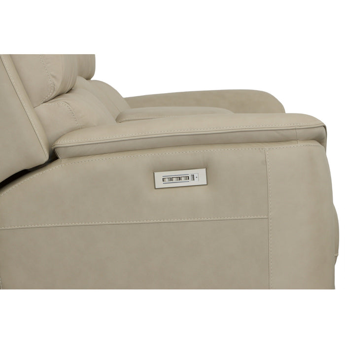 Henry Beige Leather Power Reclining Loveseat with Console & Power Headrests & Lumbar