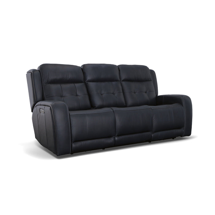 Grant Denim Leather Power Reclining Sofa with Power Headrests