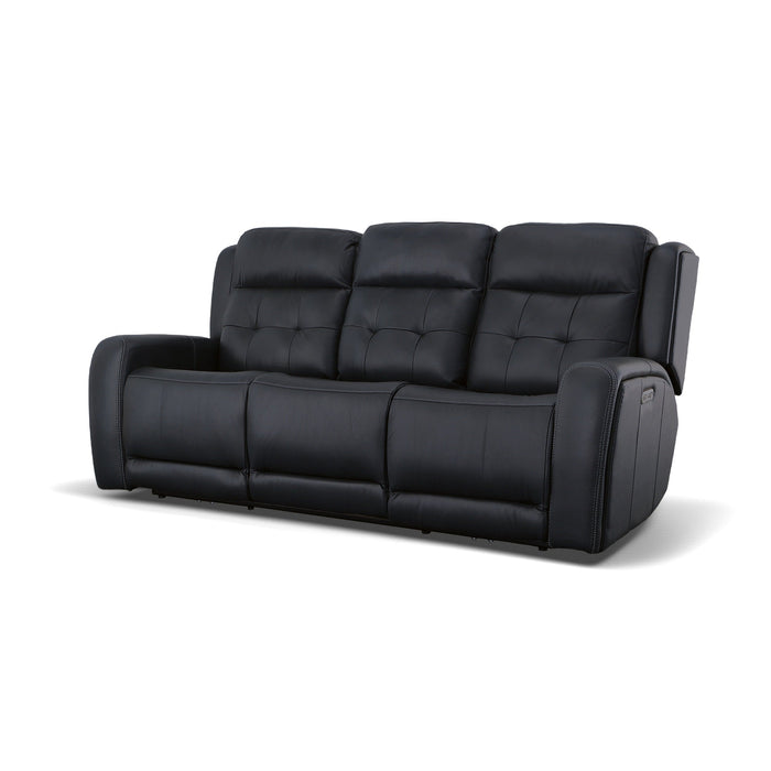 Grant Denim Leather Power Reclining Sofa with Power Headrests