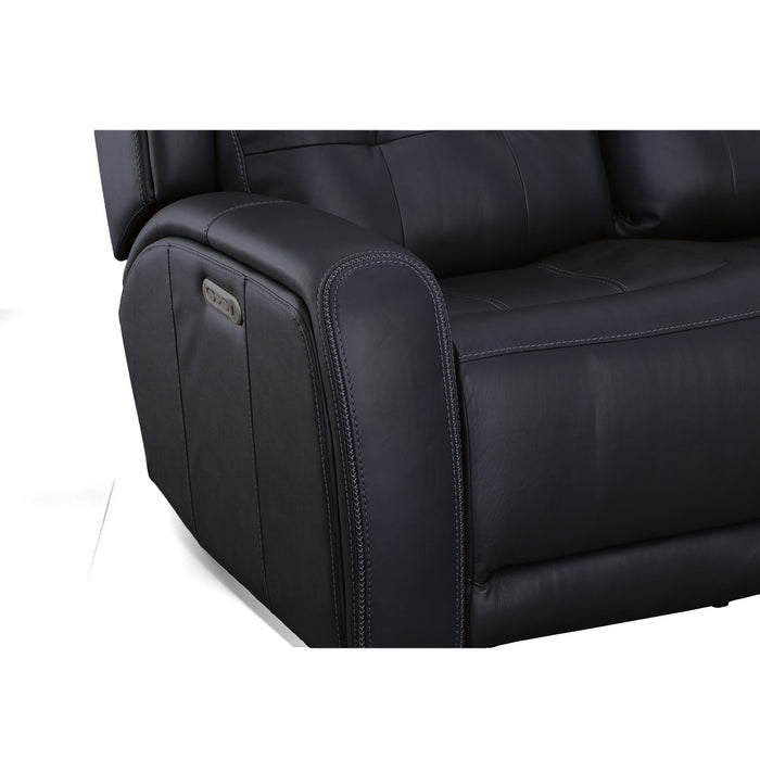 Grant Denim Leather Power Reclining Sofa with Power Headrests