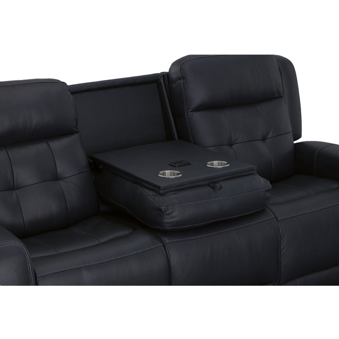 Grant Denim Leather Power Reclining Sofa with Power Headrests