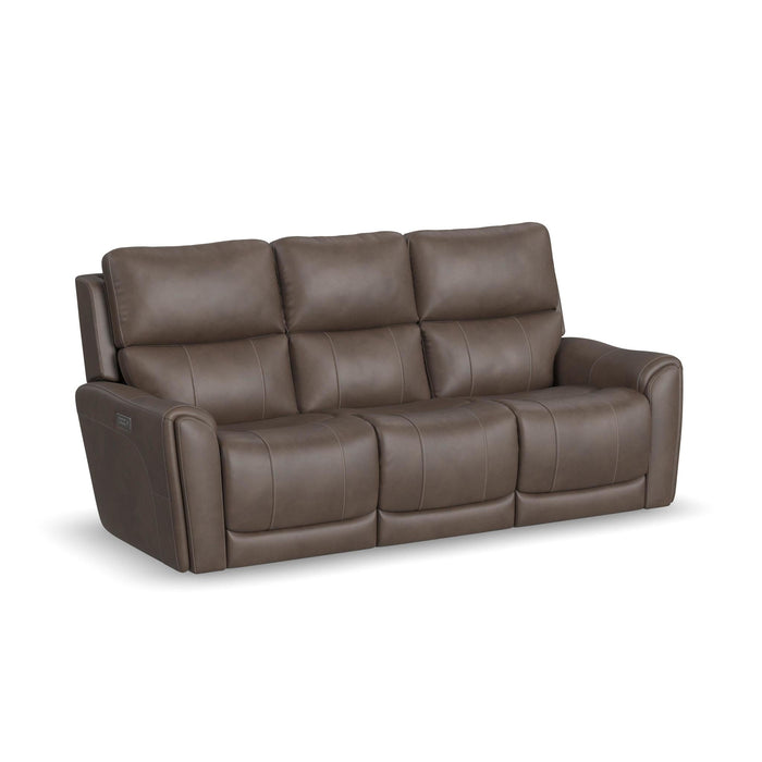 Carter Cappuccino Fabric Power Reclining Sofa with Console & Power Headrests & Lumbar