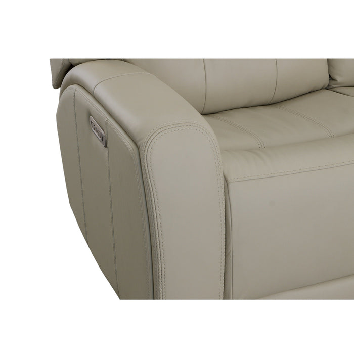 Grant Ivory Leather Power Reclining Sofa with Power Headrests