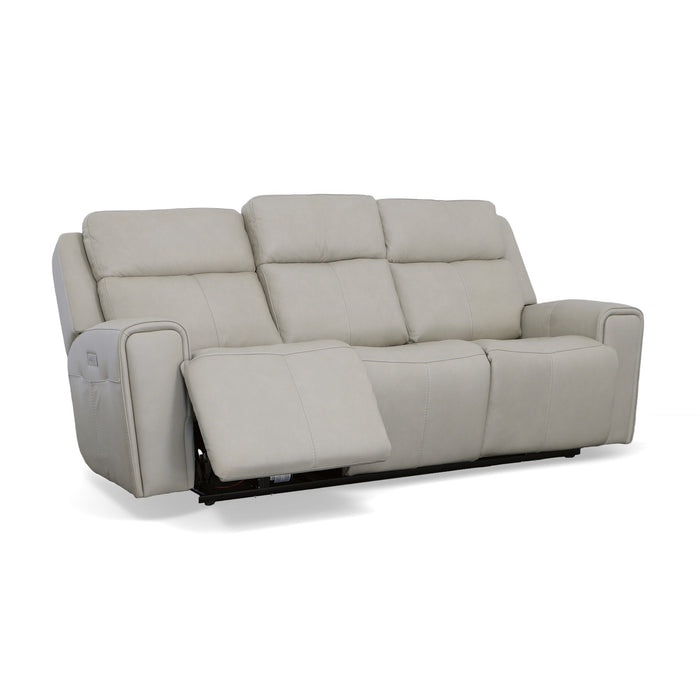 Barnett Leather Power Reclining Sofa with Power Headrests & Lumbar