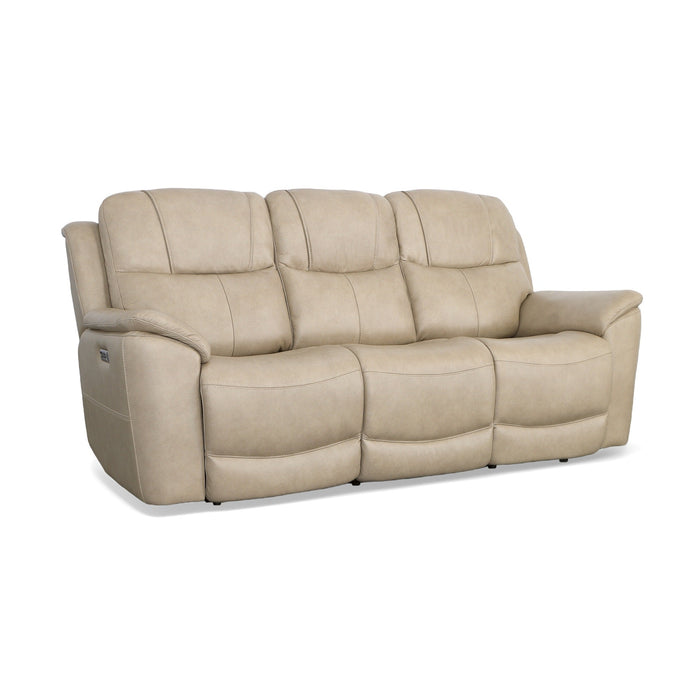 Crew Pebble Leather Power Reclining Sofa with Power Headrests & Lumbar