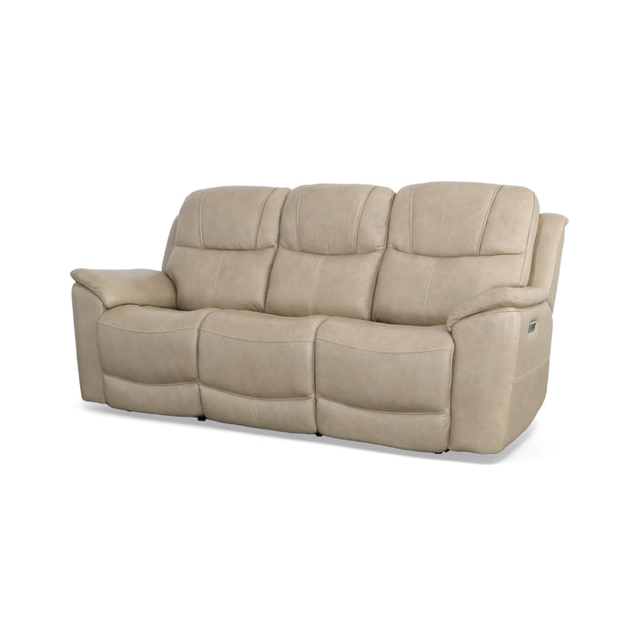 Crew Pebble Leather Power Reclining Sofa with Power Headrests & Lumbar