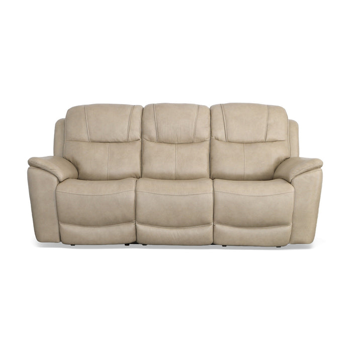 Crew Pebble Leather Power Reclining Sofa with Power Headrests & Lumbar