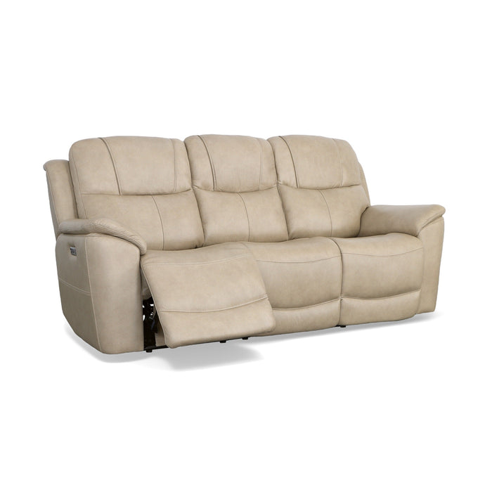 Crew Pebble Leather Power Reclining Sofa with Power Headrests & Lumbar