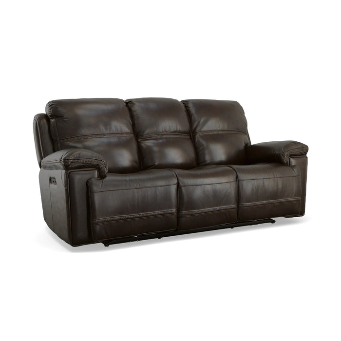 Fenwick Dark Chocolate Leather Power Reclining Sofa with Power Headrests